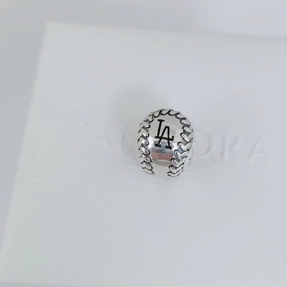 Pandora Los Angeles Dodgers Engraved Baseball Charm S925 Silver with box - Picture 3 of 6